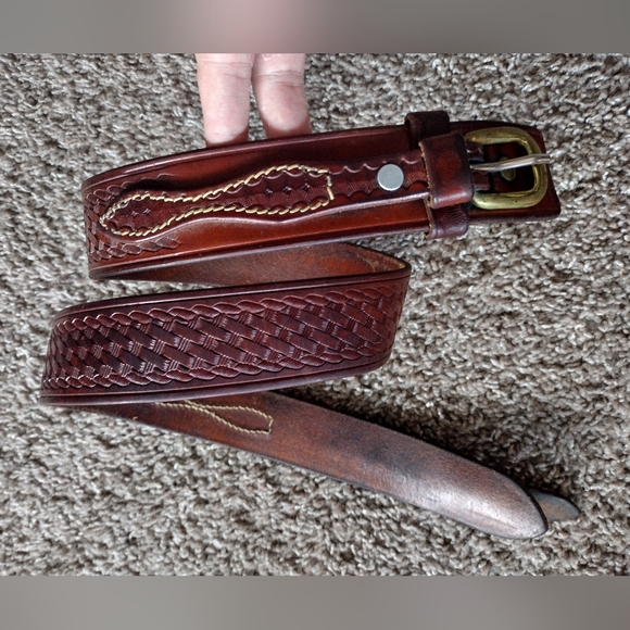 Triple K Other - Triple K Deluxe Brown Leather Ranger Belt 53A-36 with Brass Buckle